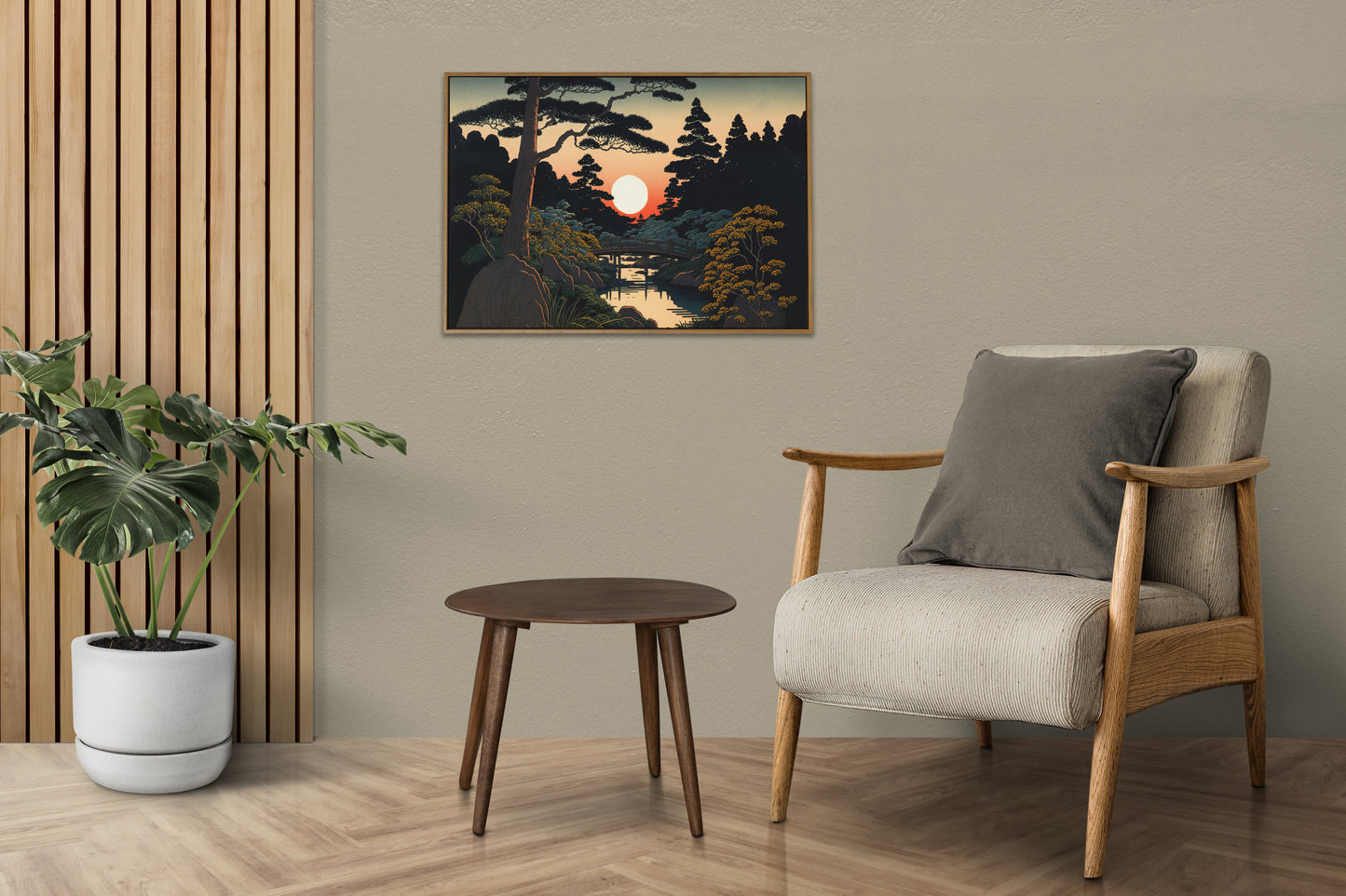 Japanese Garden Wall Poster, Rural Landscape Art Print, Japanese Style Wall Decoration