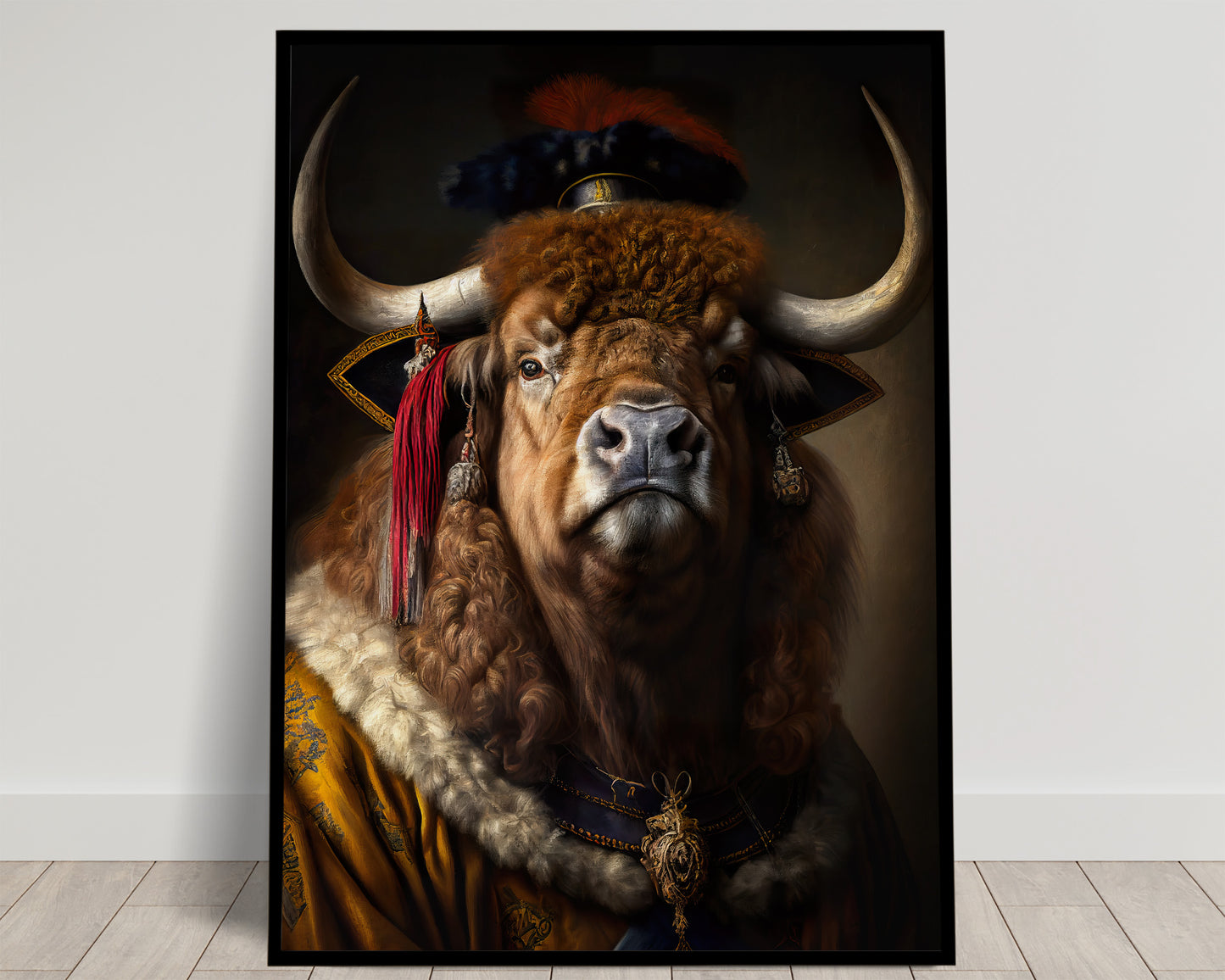 Affiche Poster de Bison Noble Style Baroque, Décoration Murale Animale, Idée Cadeau à Encadrer