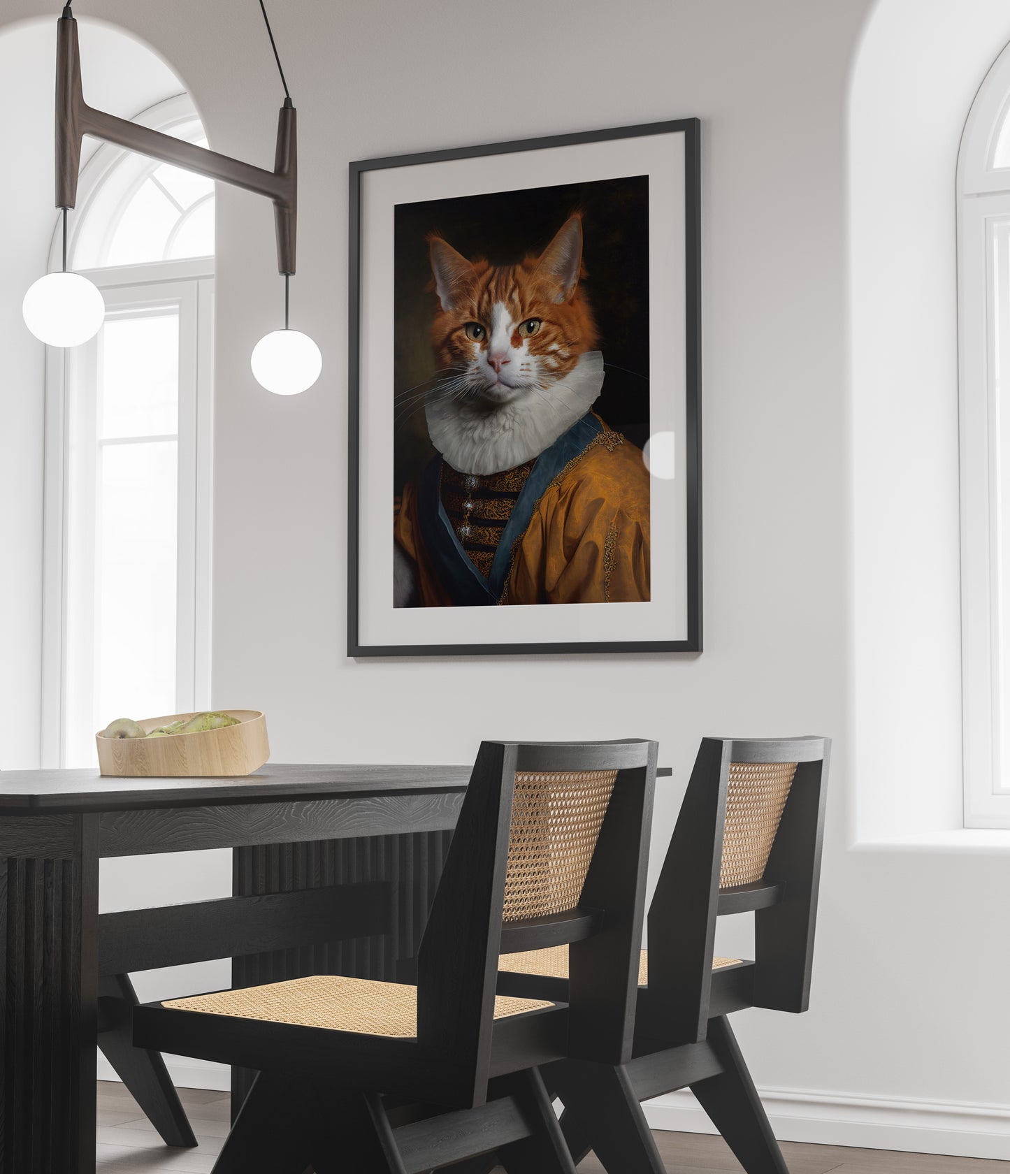 "Baroque Noble Cat Poster, Animal Wall Art, Cat Illustration, Elegant Home Decor"