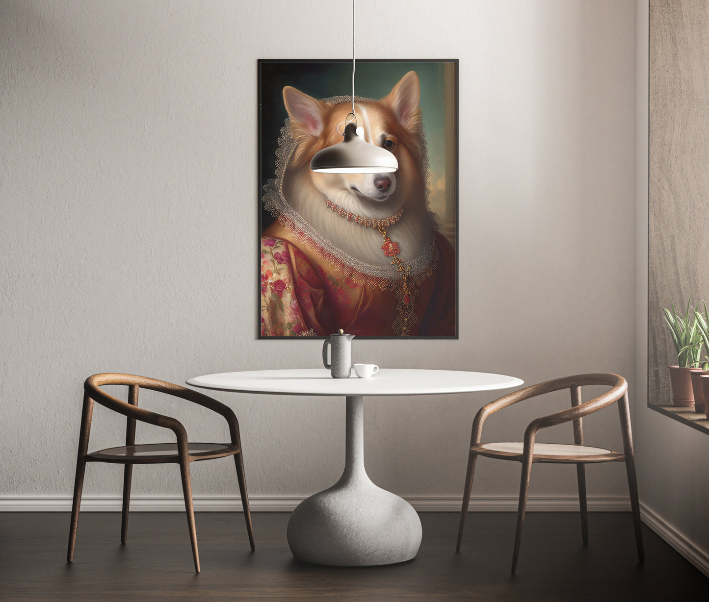 Poster de chien Corgi noble style baroque, Décoration murale animaux, Affiche à encadrer pour votre intérieur