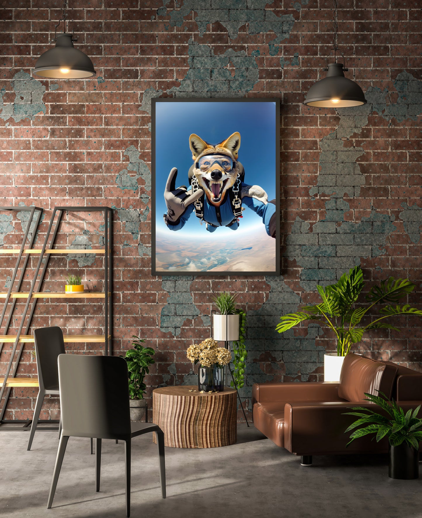 Skydiving Jackal Poster - Epic Animal Wall Art, Extreme Sport Decor, Unique Animal Lover Gift