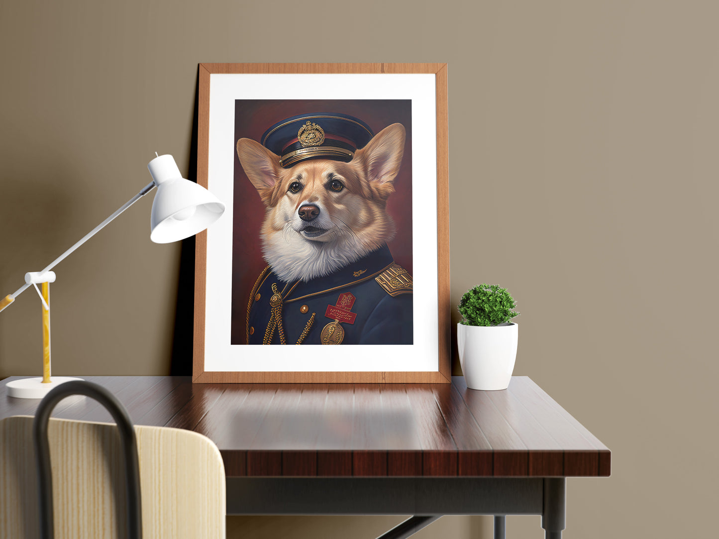 Poster Chien Corgi Héros en Uniforme Militaire - Décoration Murale Animaux - Affiche Murale Corgi