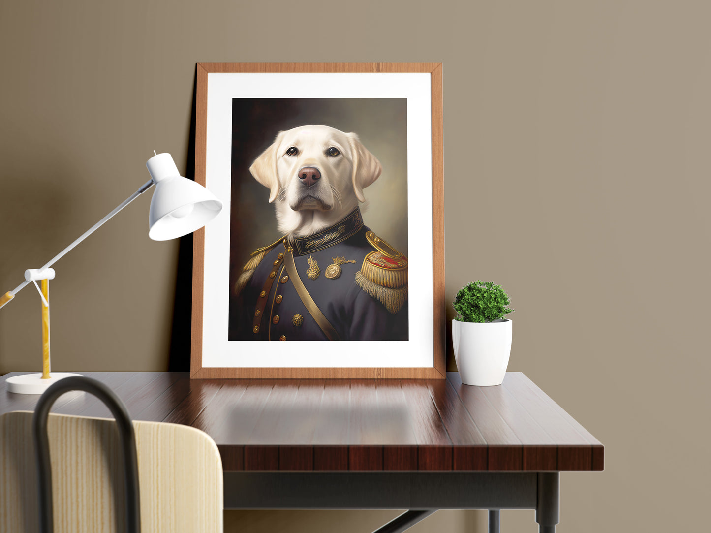 Sable Labrador in Military Uniform Poster – Unique Animal Wall Art, Stylish Dog Portrait Print, Home Decor