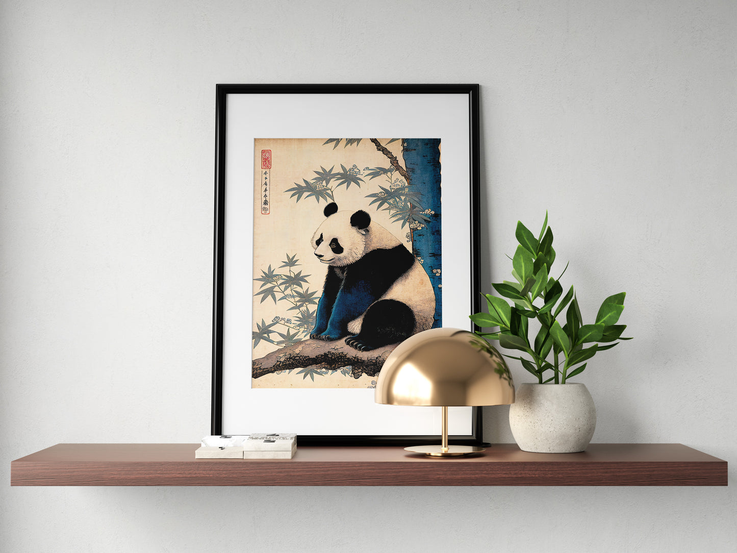 Japanese Art Style Panda Poster, Bamboo Landscape Wall Art, Perfect for Framing, Unique Home Decoration