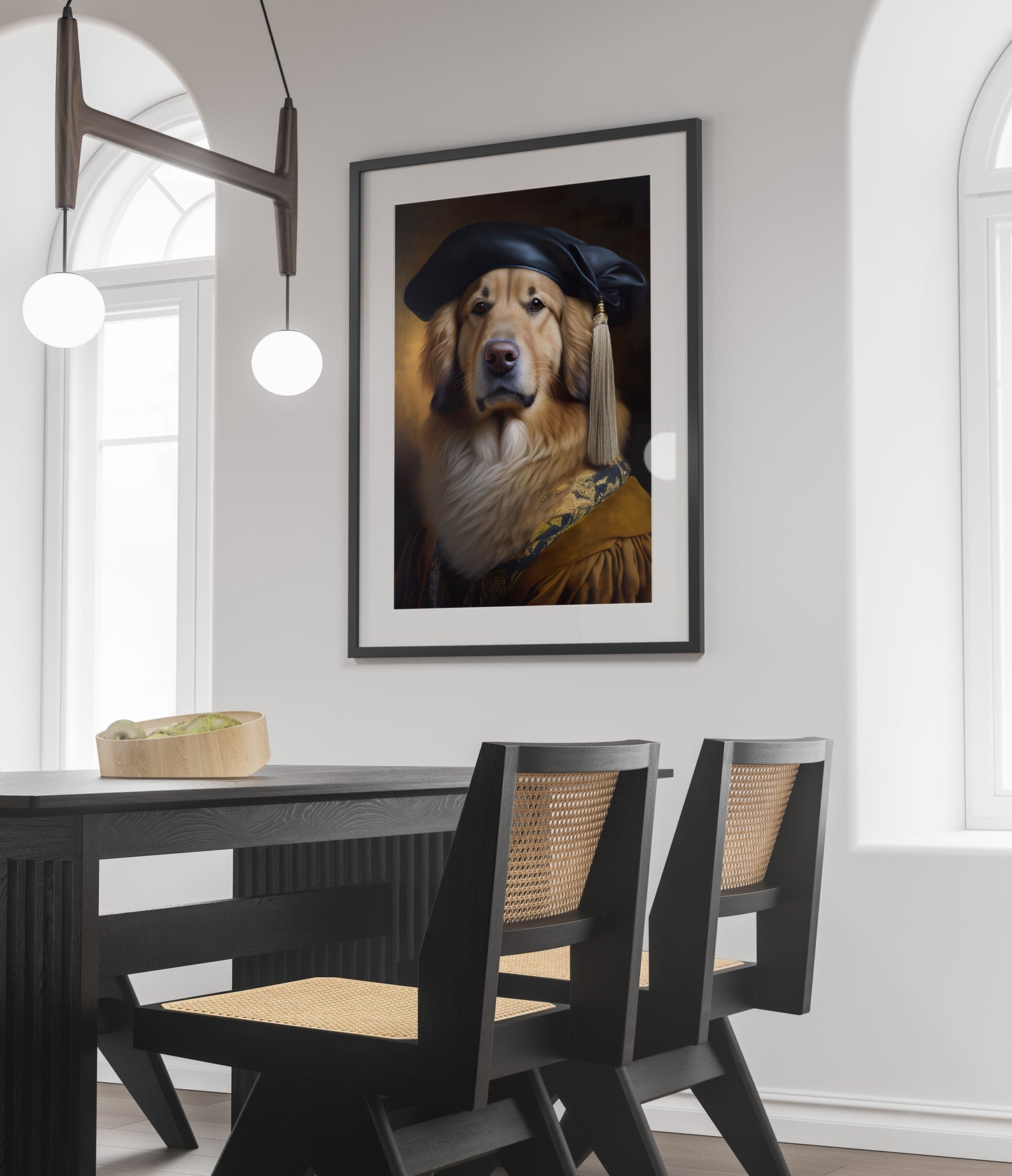 Poster de Golden Retriever Noble Style Baroque - Décoration Murale Animaux, Affiche Chien à Encadrer