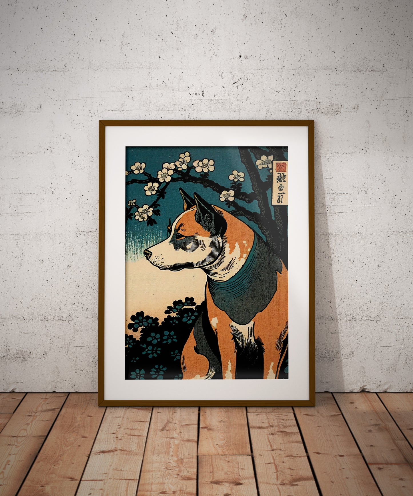 Poster Chien, Art Japonais Ukiyo-e, Décoration Murale Illustration, Affiche Design Chien, Art Mural Japon