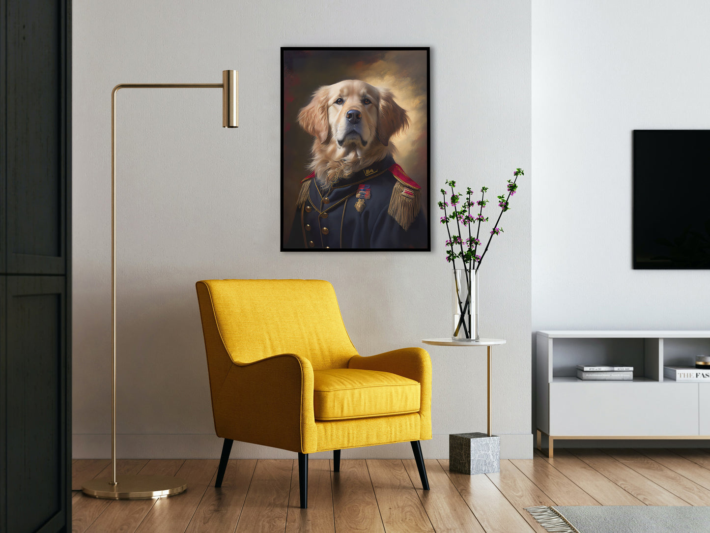 Heroic Golden Retriever in Military Uniform Poster - Dog Wall Art, Animal Prints, Home Decor