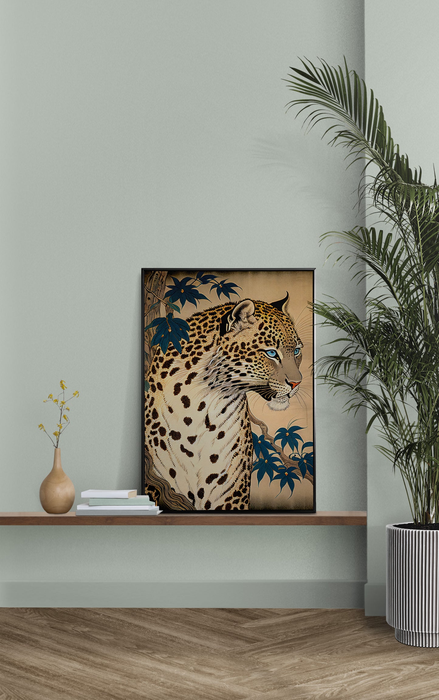 Affiche Poster Leopardo Ukiyo-e Japonais - Illustration Style Japon Art Mural Déco Murale Impression