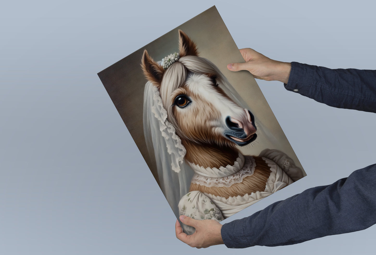 Funny Horse Bride Poster - Unique Animal Wall Art Décor - Mare in Wedding Dress - Perfect Gift for Home or Office