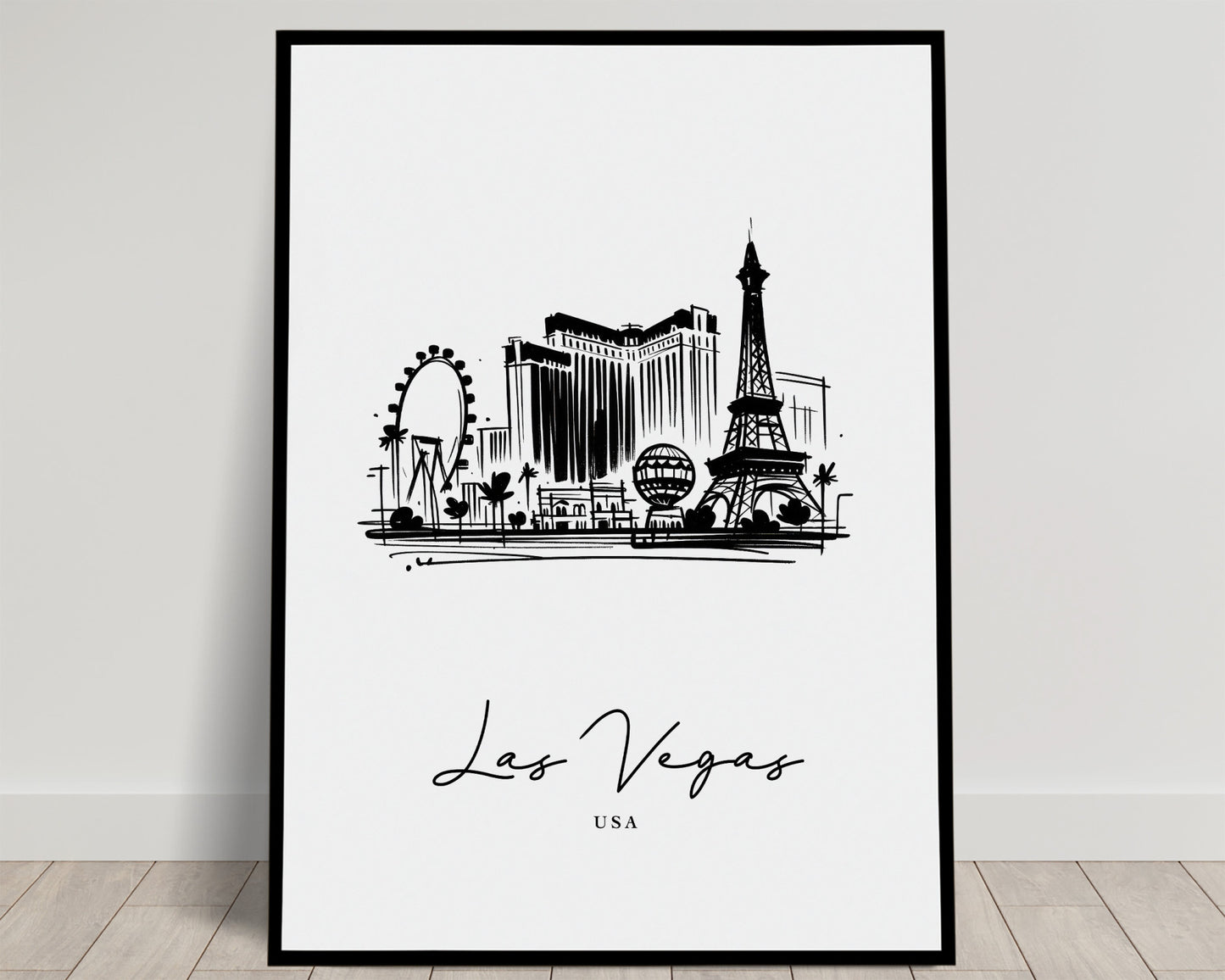 Poster des Monuments de Las Vegas - Art mural noir et blanc pour Salon, Décoration Chambre, Idée Cadeau Bureau Chic