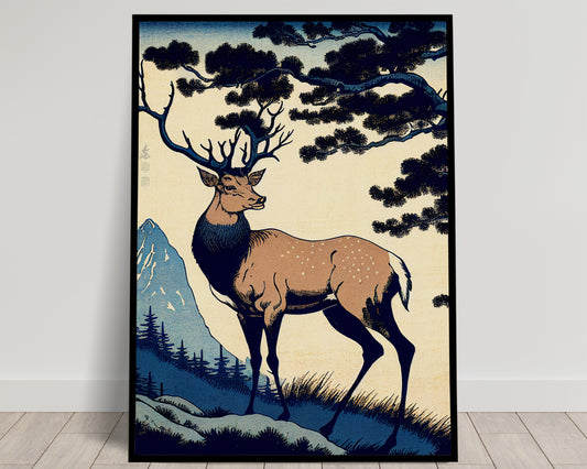 Japanese Deer Poster, Nara Landscape Wall Art, Nature-Inspired Japanese Style Wall Decoration