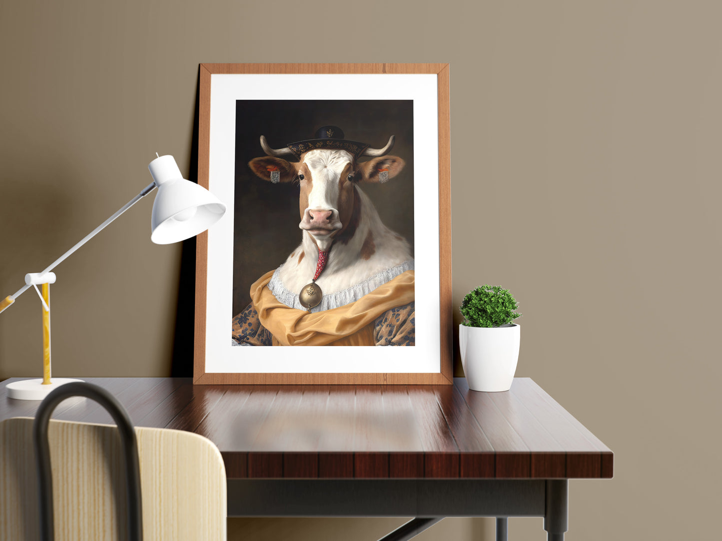 Baroque Style Cow Poster | Noble Animal Wall Art | Frameable Cow Prints | Elegant Home Decor