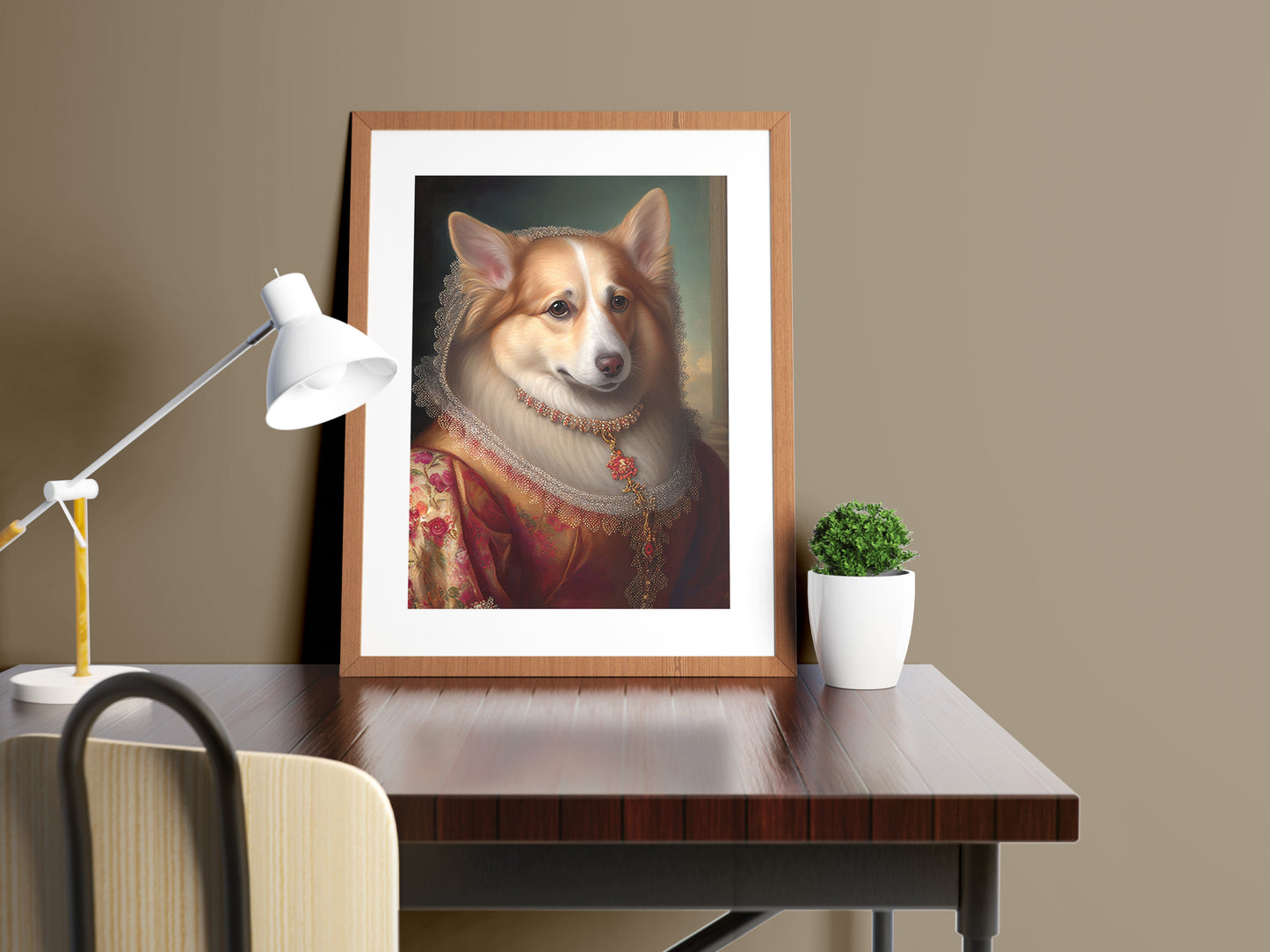 Poster de chien Corgi noble style baroque, Décoration murale animaux, Affiche à encadrer pour votre intérieur