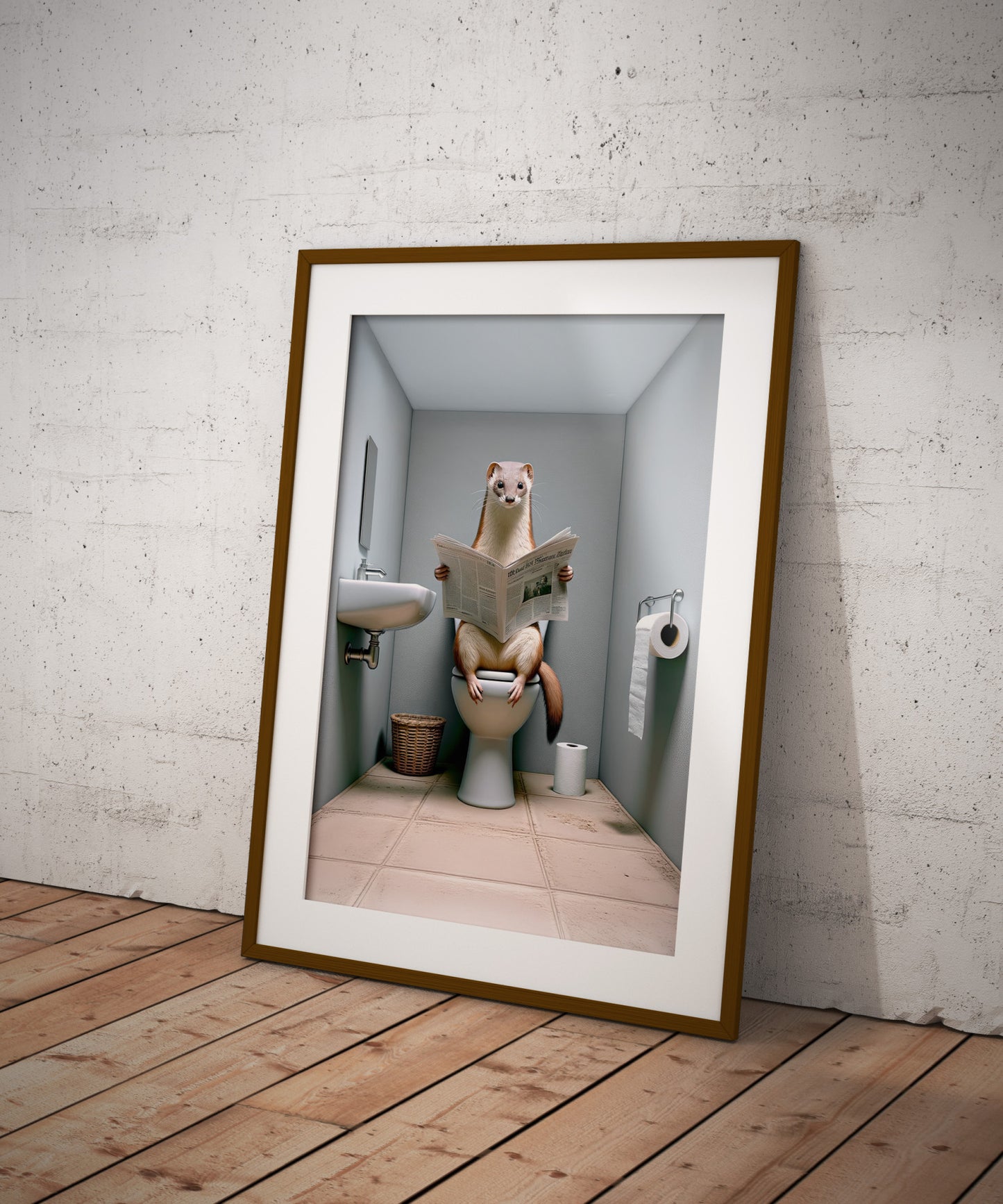 Funny Weasel on Toilet Poster - Unique Bathroom Wall Art & Decor | Gag Gift for Your WC