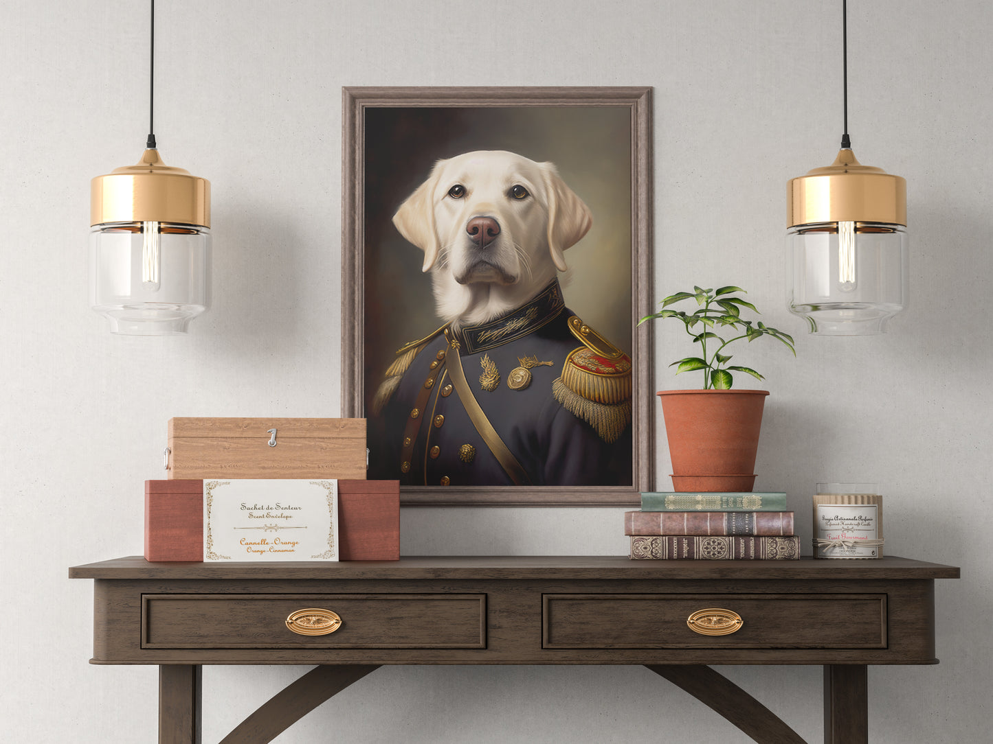 Sable Labrador in Military Uniform Poster – Unique Animal Wall Art, Stylish Dog Portrait Print, Home Decor