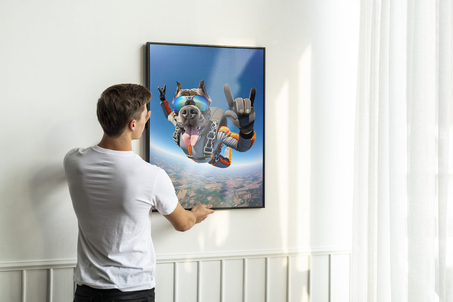 Skydiving Cane Corso Poster - Epic Dog Wall Art - Unique Animal Lover Gift - Extreme Sport Decor - Free Fall Print