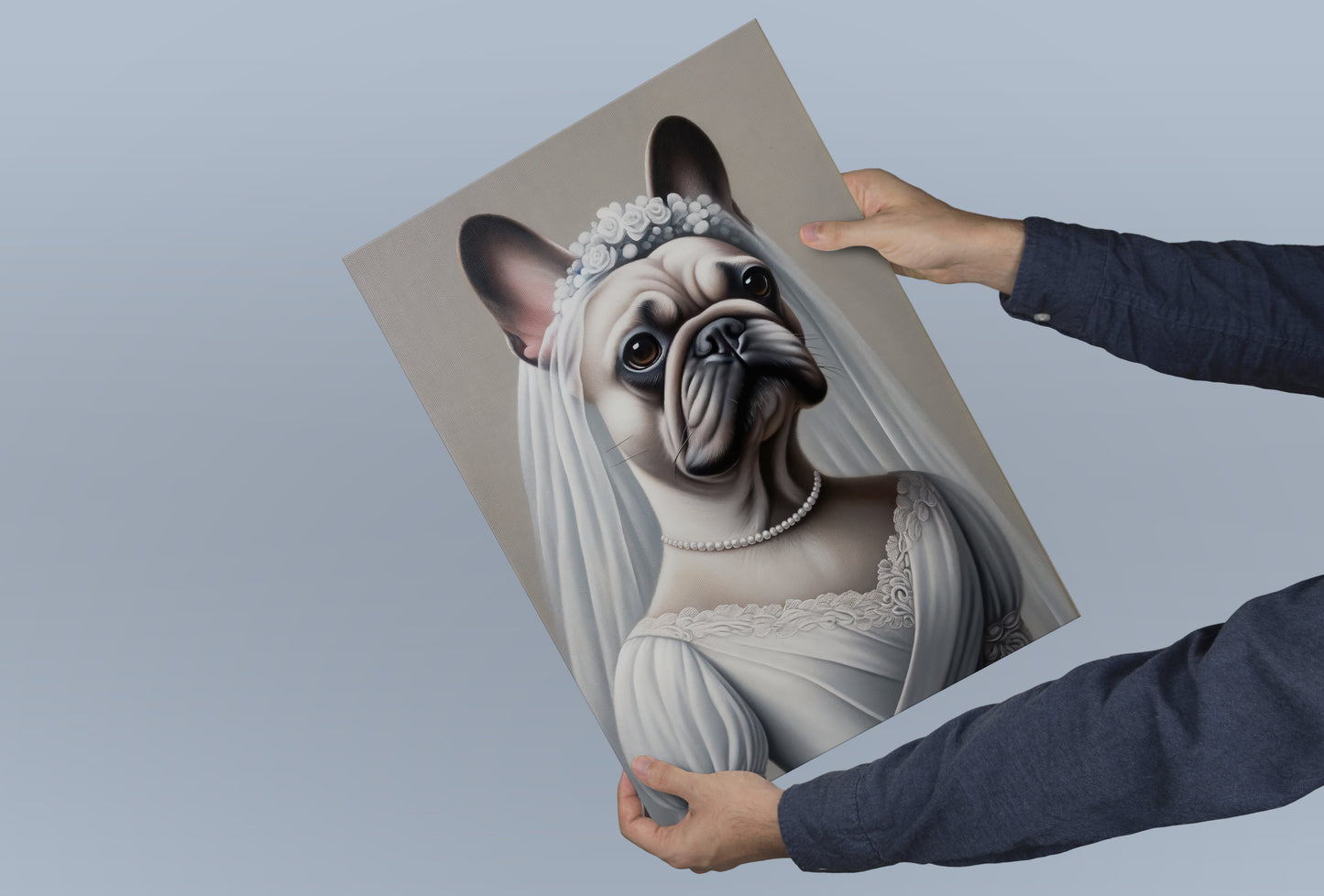 "French Bulldog Wedding Dress Poster - Funny Animal Wall Art, Dog Bride Decoration, Unique Gift Idea, Home Decor"