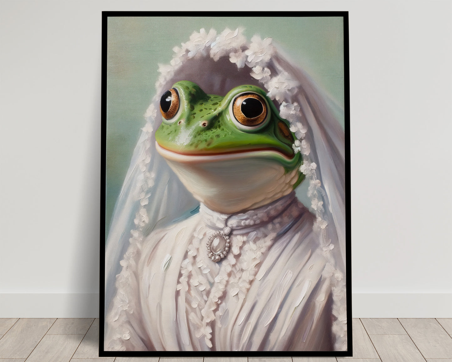 Poster Grenouille en Robe de Mariée – Affiche Murale Animaux Humour, Déco Murale Mariage Cadre