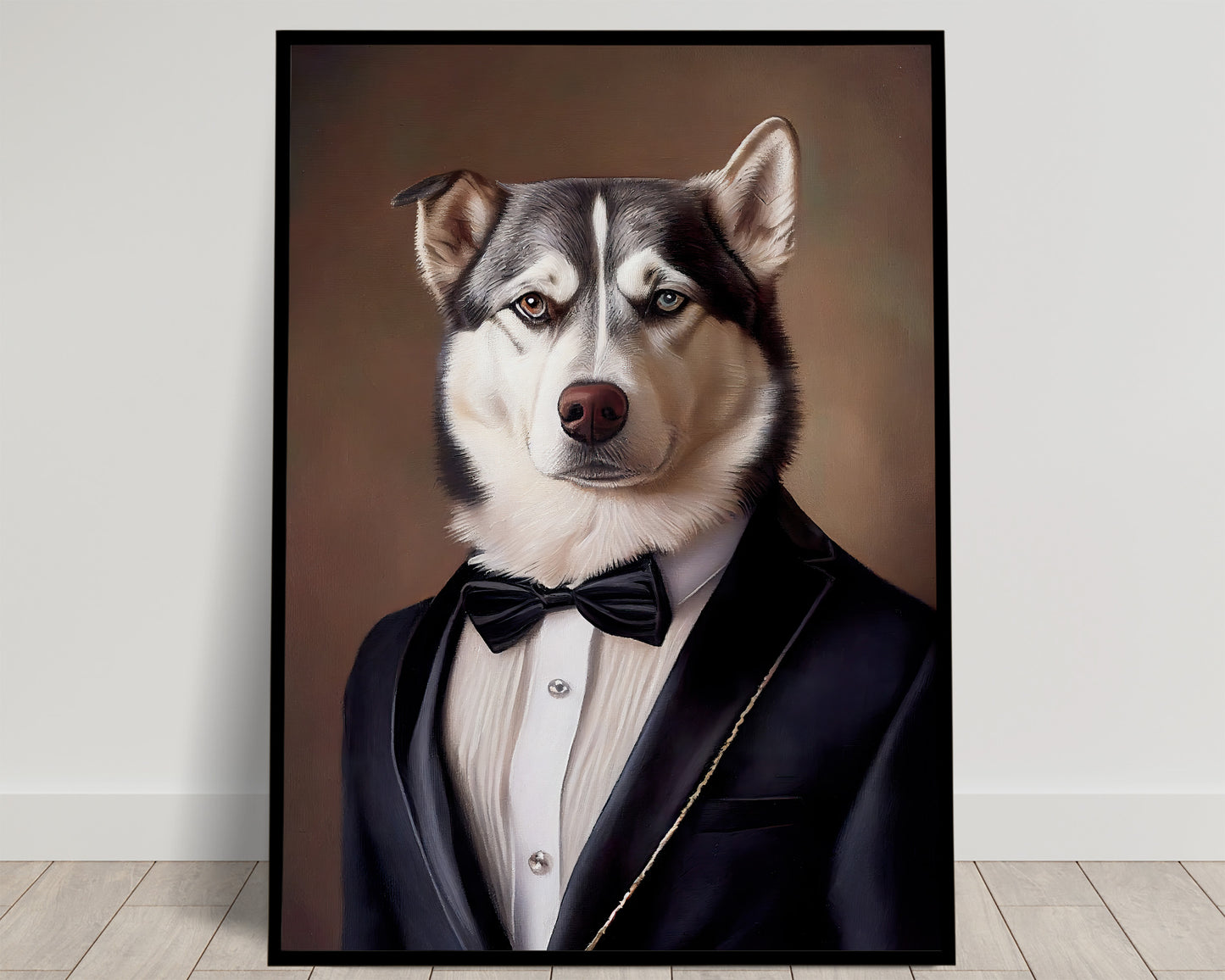 Affiche murale Husky en smoking - Poster décoration animaux élégante, Art mural Husky Tuxedo