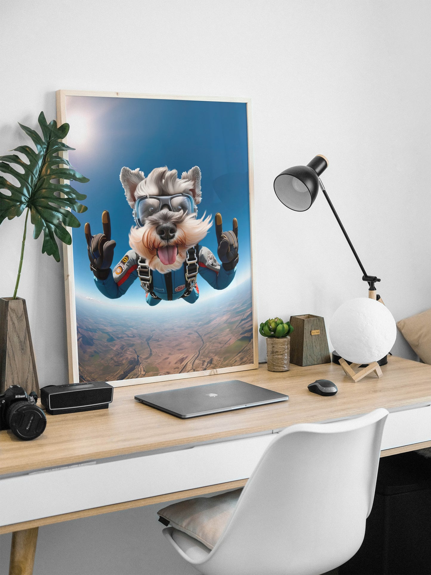 Skydiving Miniature Schnauzer Poster - Unique Dog Lover Wall Art Print | Epic Animal Decor for Extreme Sport Fans