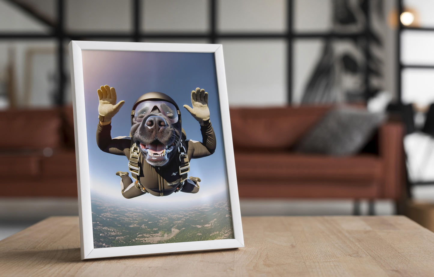 Affiche murale Labrador Skydiving, Poster Chien en Parachute, Décor Sport Extrême, Idée cadeau unique pour maison