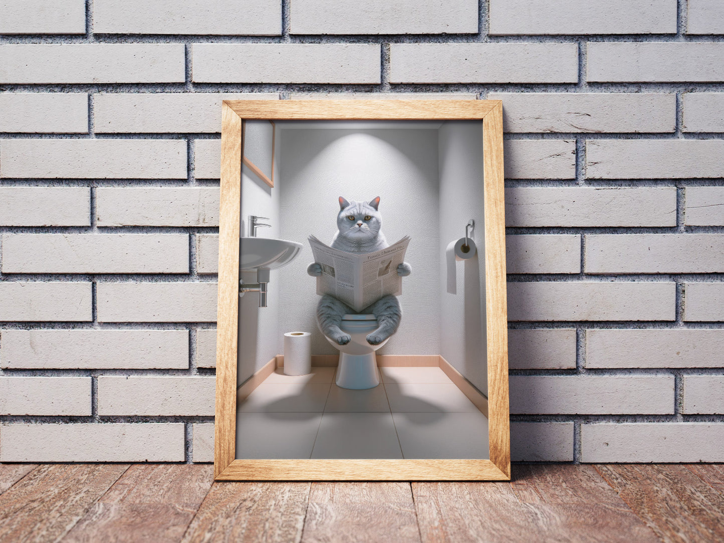 Funny British Shorthair Cat Bathroom Poster - Hilarious Bathroom Wall Art - WC Toilet Decor - Gag Gift for Cat Lovers