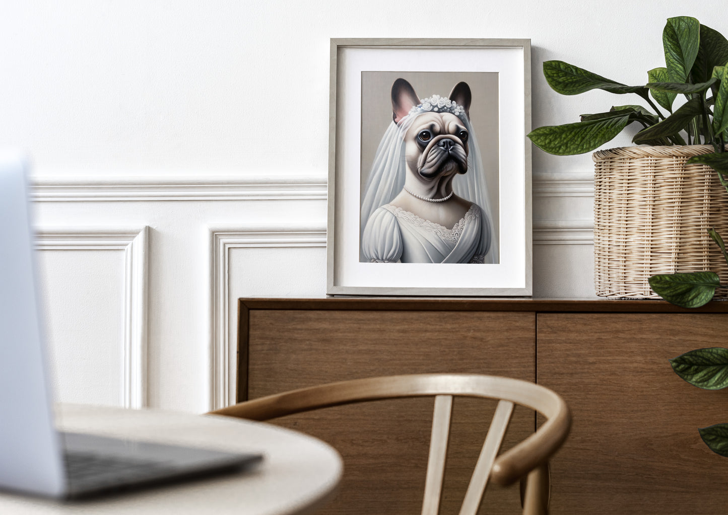 "French Bulldog Wedding Dress Poster - Funny Animal Wall Art, Dog Bride Decoration, Unique Gift Idea, Home Decor"