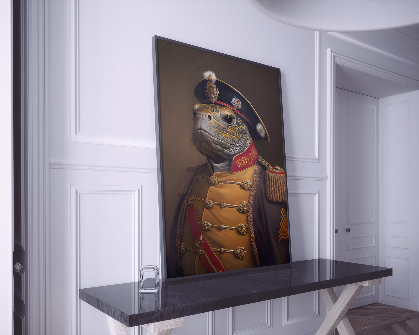 Heroic Turtle Poster in Military Uniform - Antique Style Wall Art for Home Decor