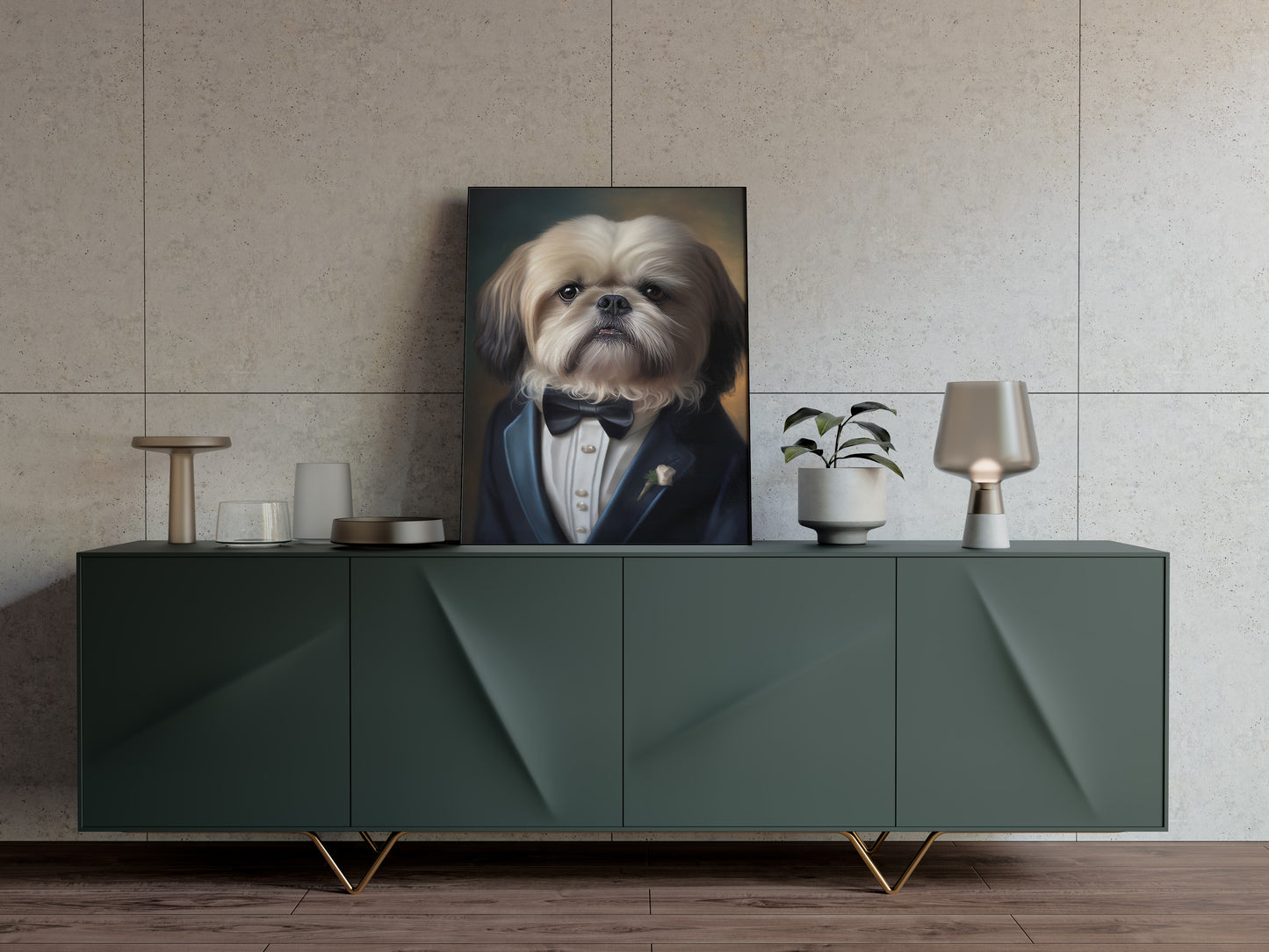 Shih-tzu Tuxedo Poster - Elegant Animal Wall Art Decoration | Portrait Wall Decor