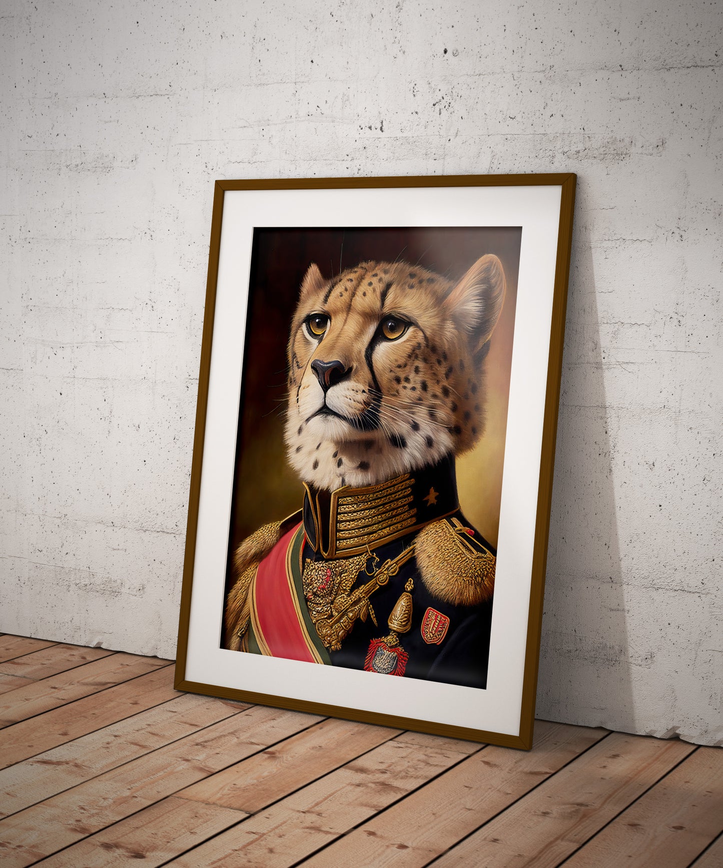 "Cheetah Poster in Military Uniform - Animal Wall Art Decoration | Unique Wildlife Poster Print"