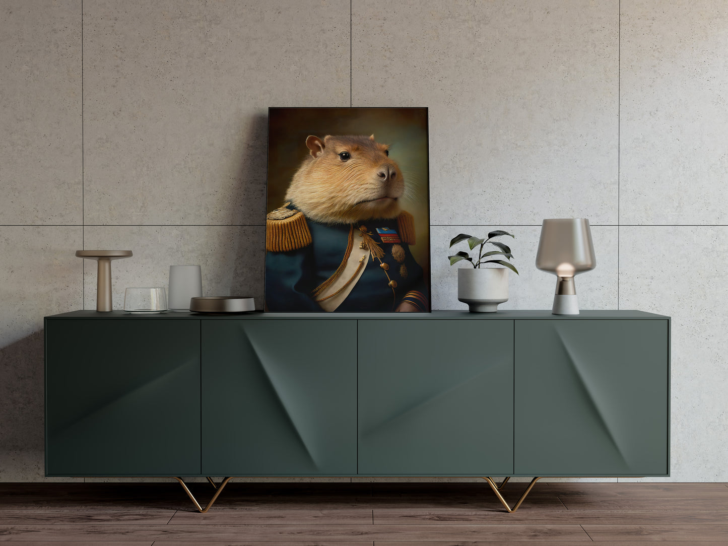 Poster Capybara en Uniforme Militaire - Décoration Murale Animaux, Art Mural Unique et Original