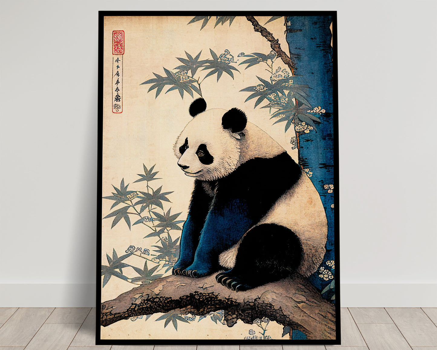 Japanese Art Style Panda Poster, Bamboo Landscape Wall Art, Perfect for Framing, Unique Home Decoration