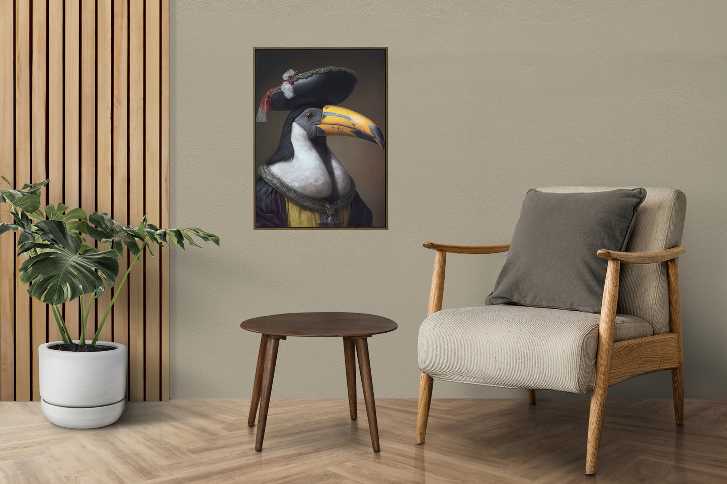 Poster Toucan noble style baroque - Décoration murale oiseaux et animaux - Affiche à encadrer, Toile Peinture ancienne