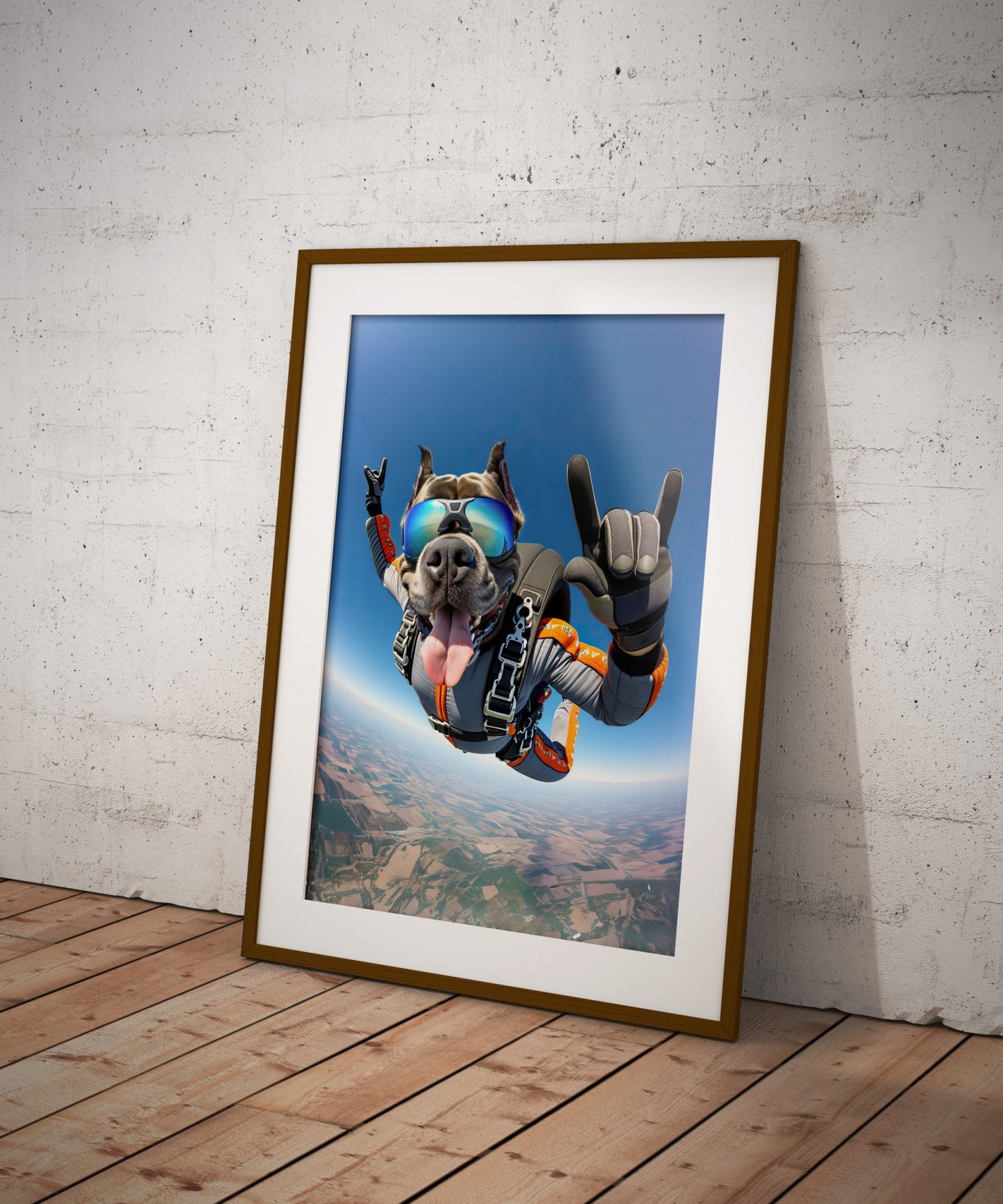 Skydiving Cane Corso Poster - Epic Dog Wall Art - Unique Animal Lover Gift - Extreme Sport Decor - Free Fall Print