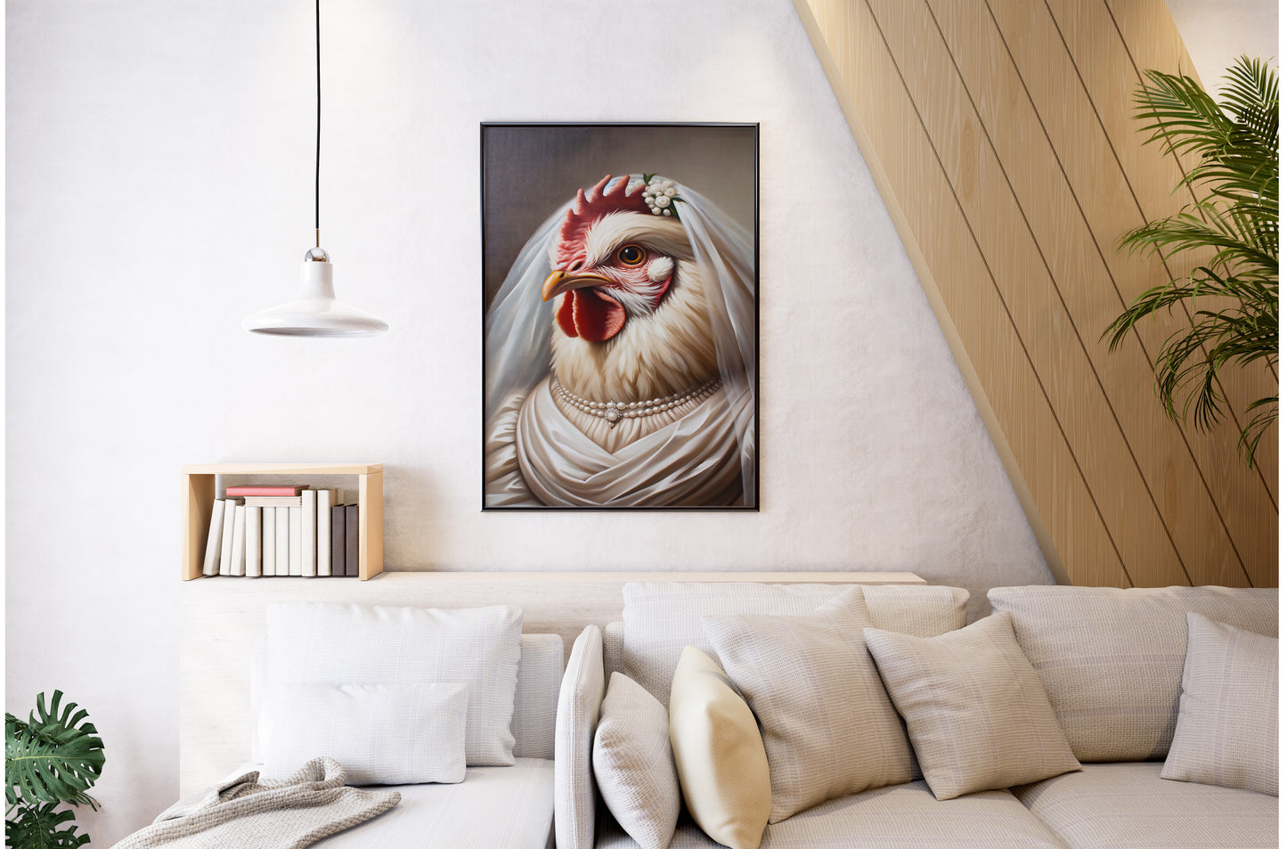 Hen in Wedding Dress Poster - Animal Wall Decor | Unique Funny Bride Wall Art | Perfect Gift for Chicken Lovers