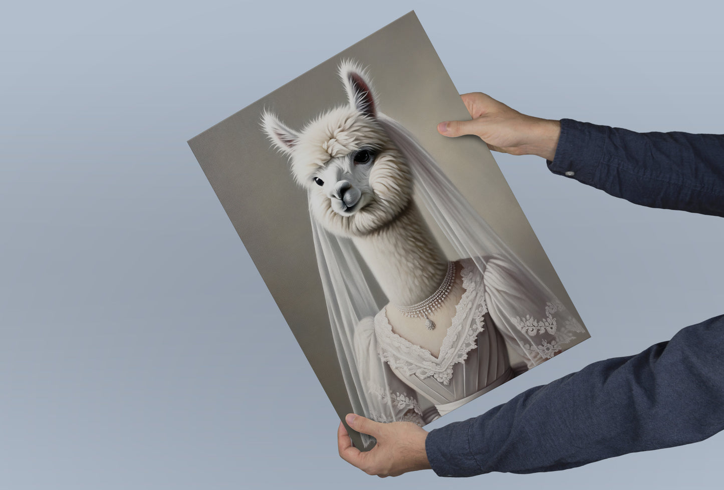 Alpaca Bride Poster - Funny Animal Wall Art for Unique Home Decor | Wedding Dress Portrait Print