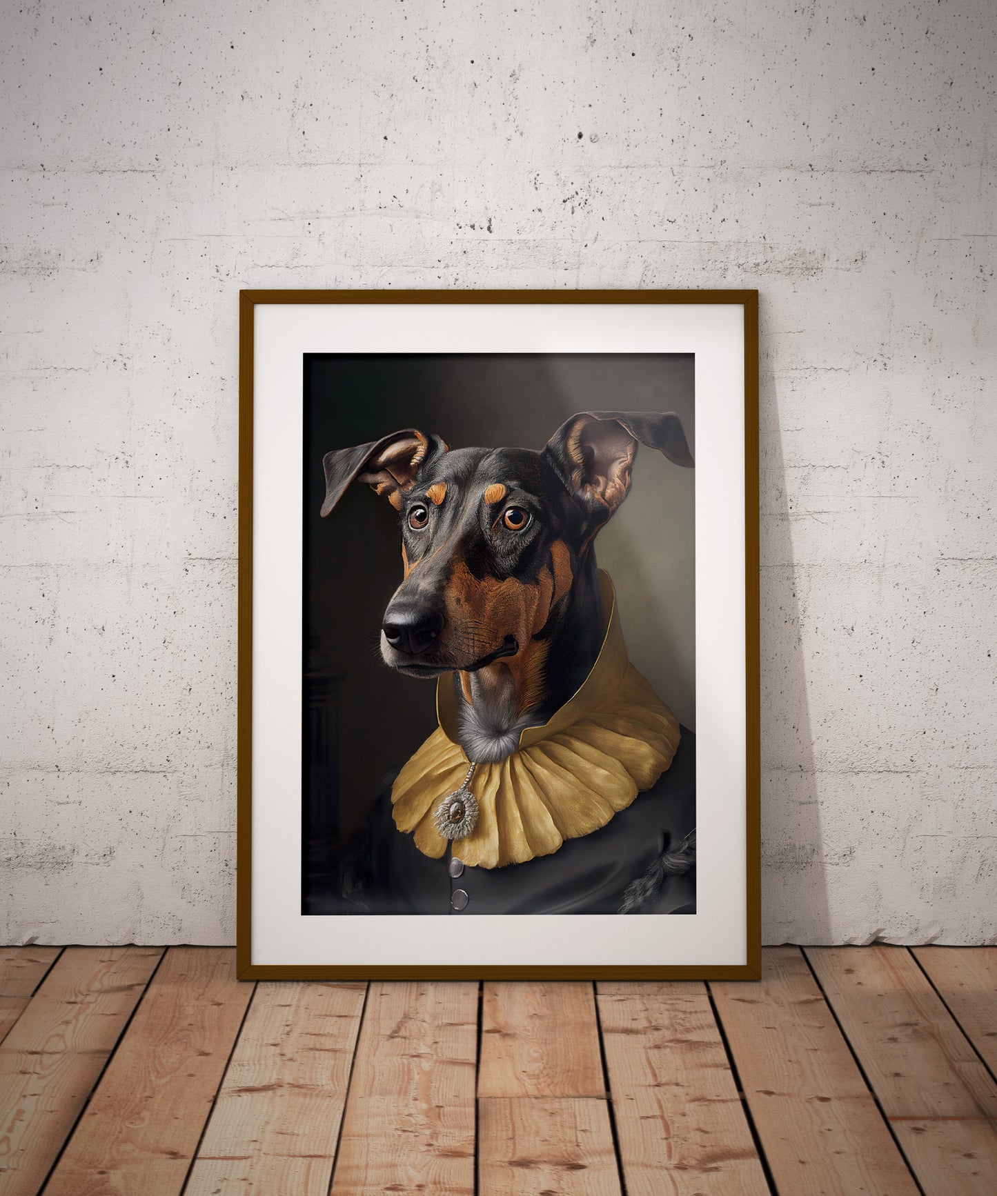 Baroque Style Doberman Portrait Poster - Noble Animal Art, Wall Decoration for Dog Lovers, Frame-Ready