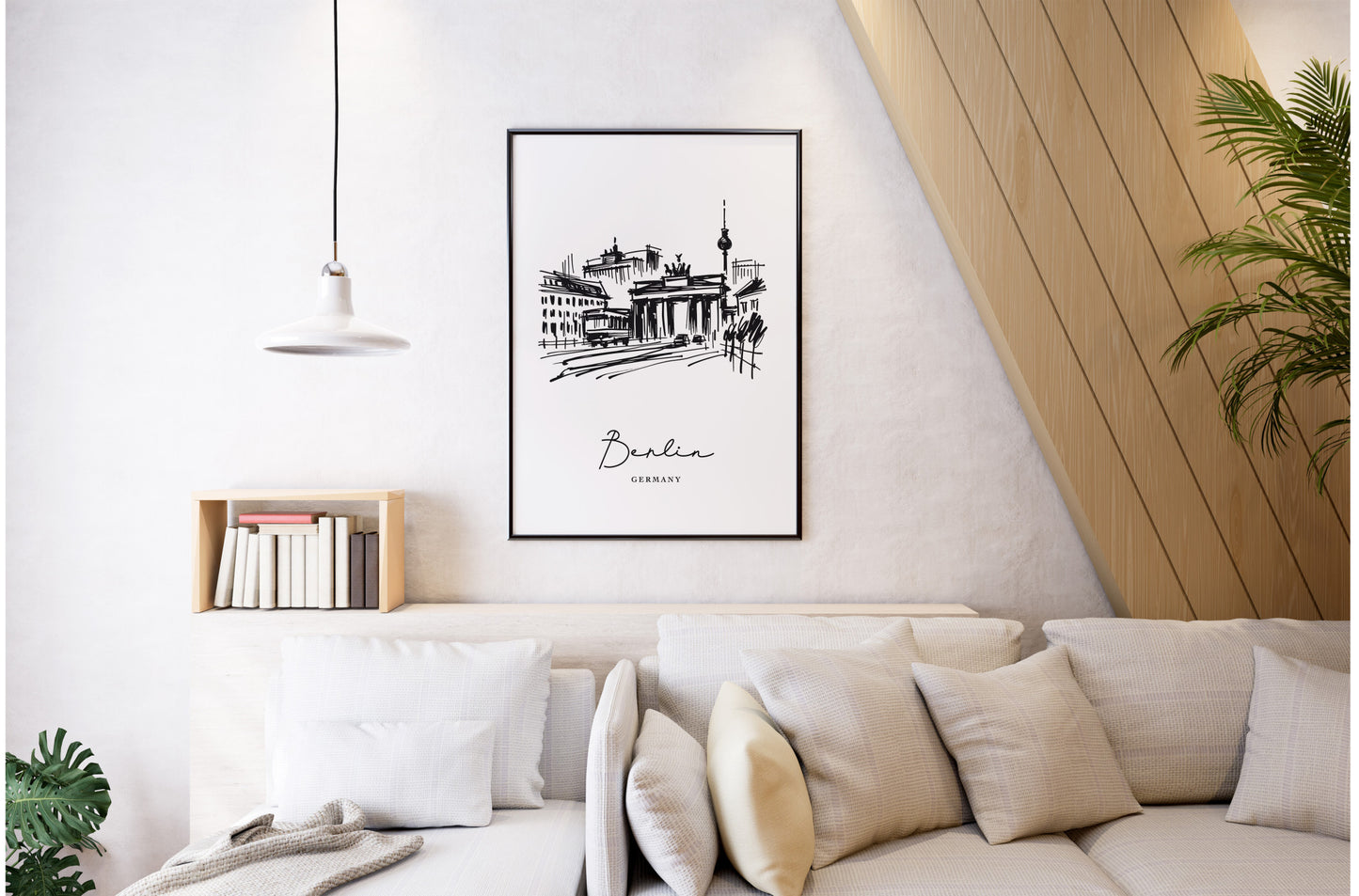 Berlin Landmarks Poster - Black and White Sketch Wall Art for Living Room, Bedroom, Office - Unique Travel Gift Idea