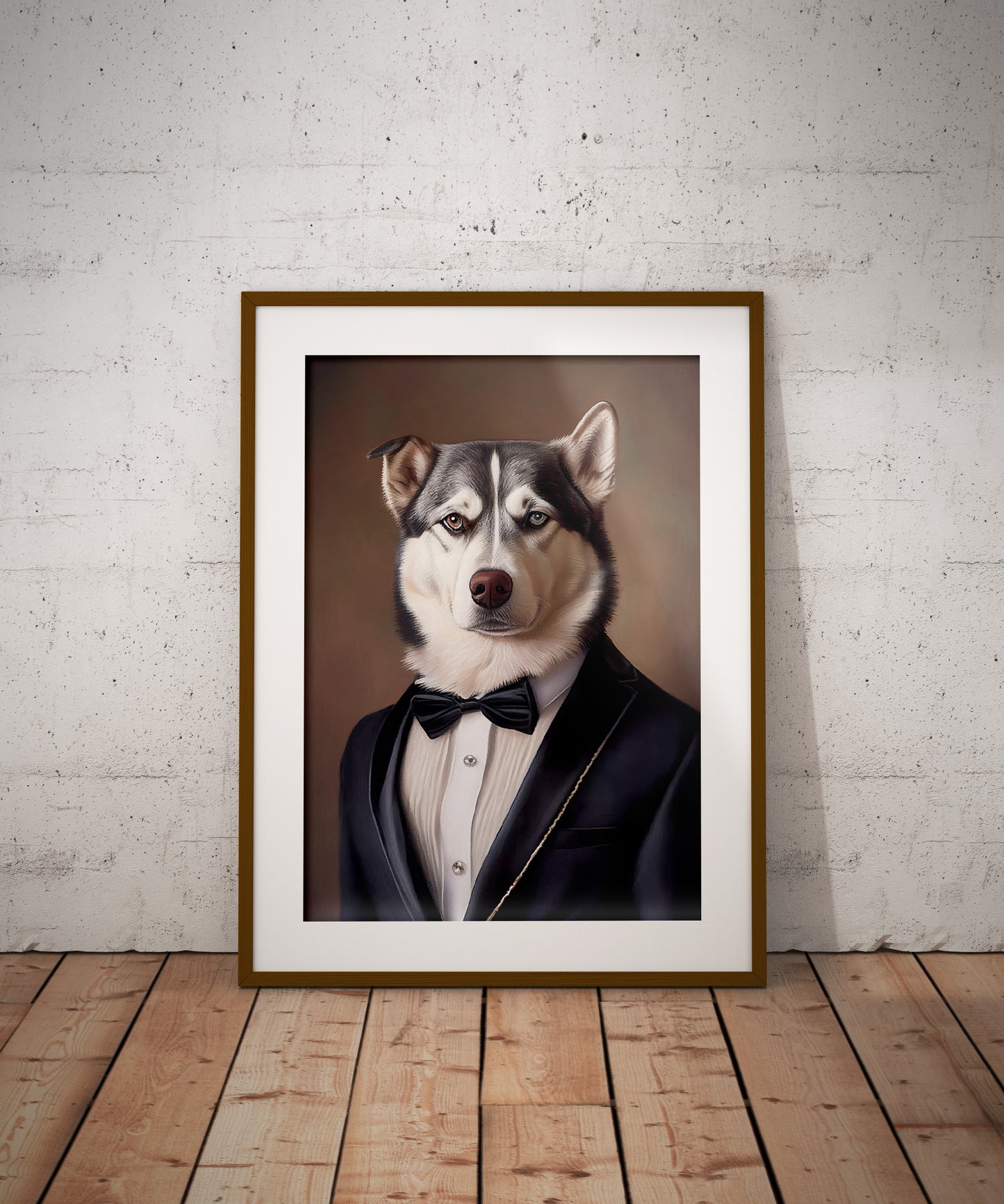 Affiche murale Husky en smoking - Poster décoration animaux élégante, Art mural Husky Tuxedo