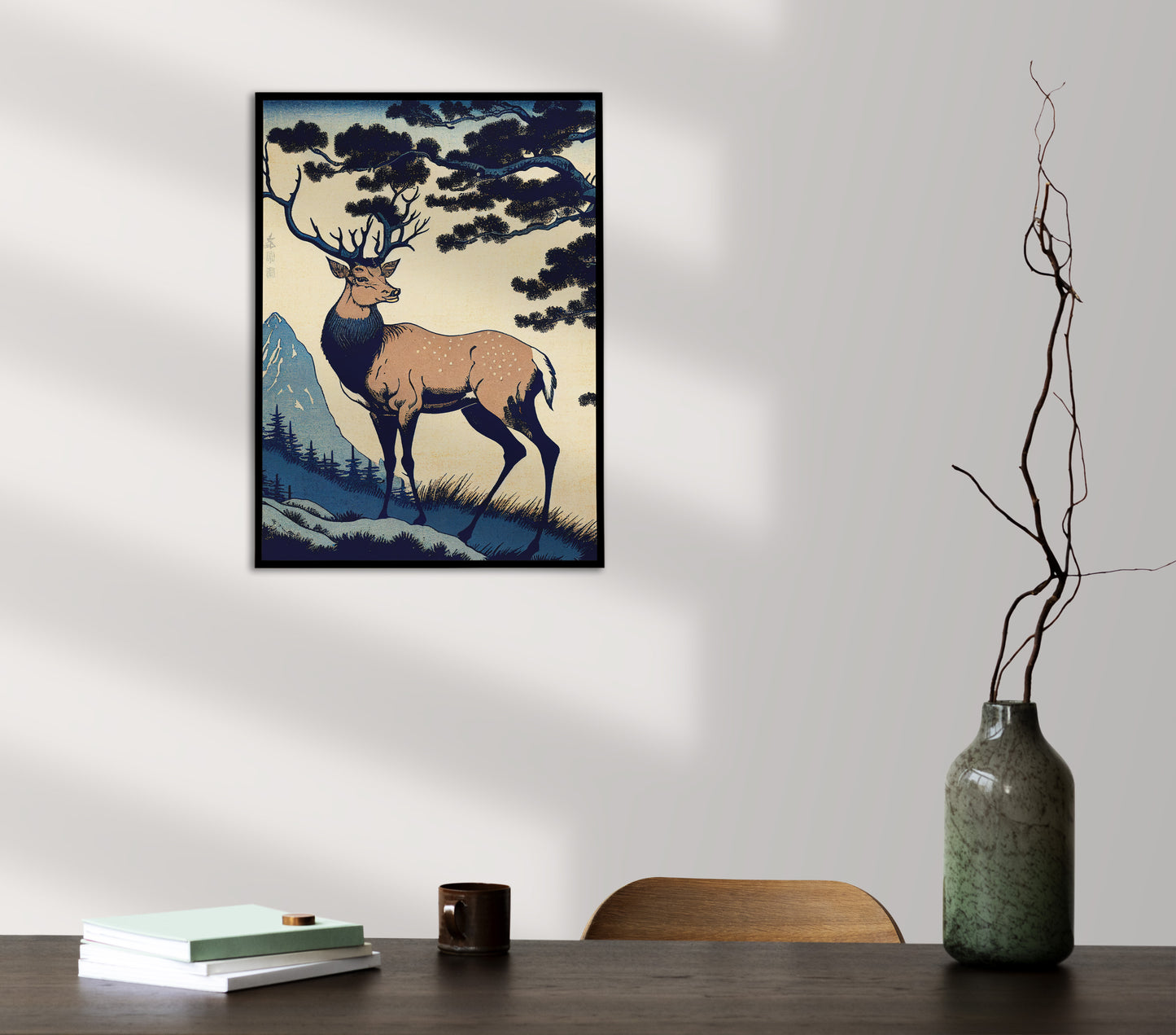 Japanese Deer Poster, Nara Landscape Wall Art, Nature-Inspired Japanese Style Wall Decoration