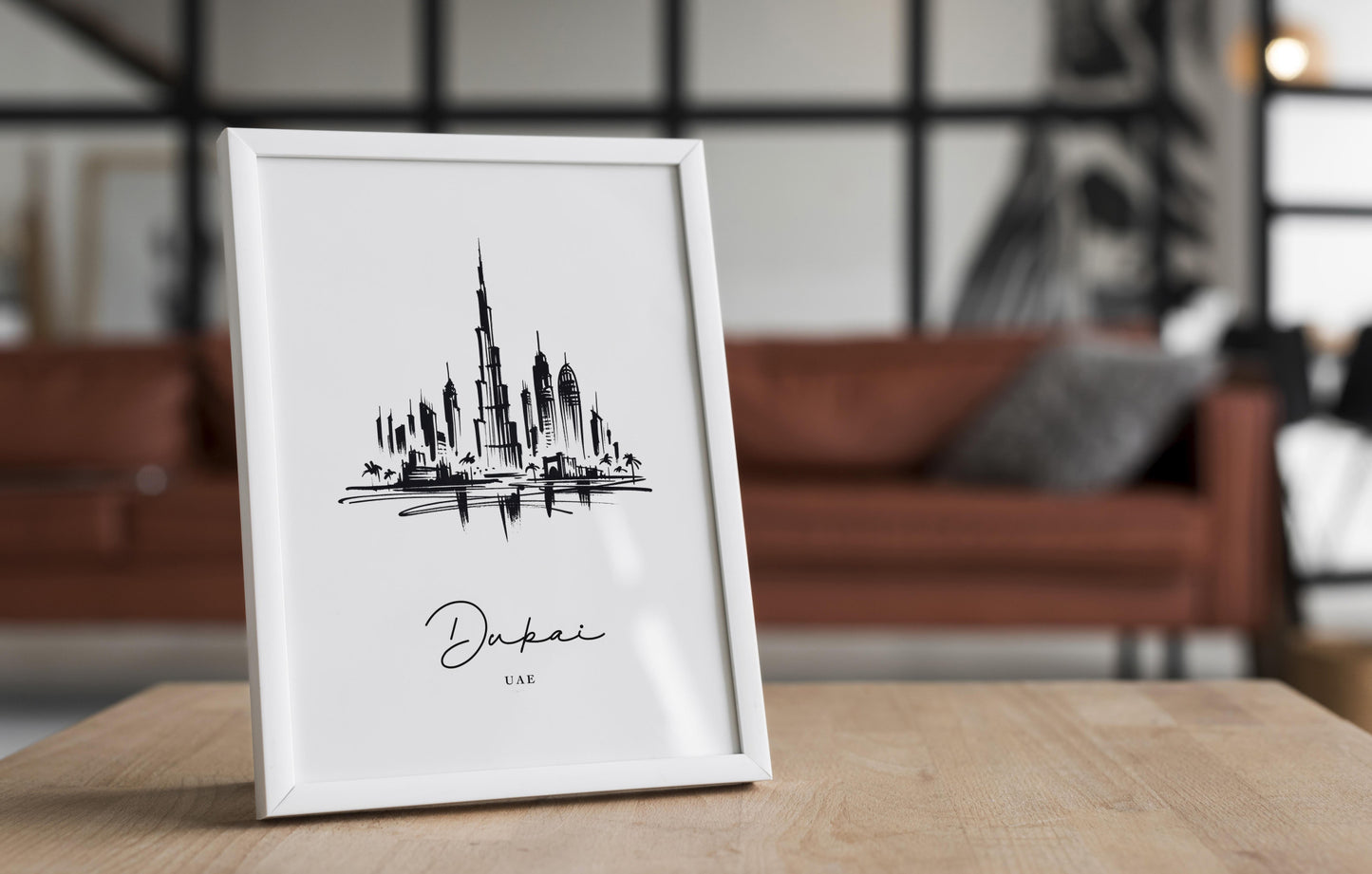 Black and White Dubai Landmarks Poster - Living Room Wall Art, Bedroom Decor, Office Poster, Unique Travel Gift Idea