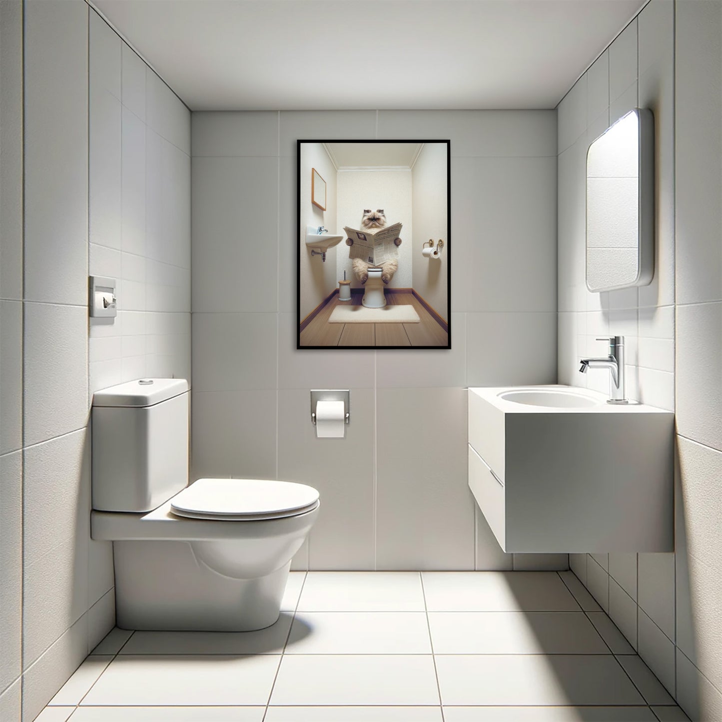 Seal Point Persian Cat Toilet Poster - Bathroom Decor Print | Fun Cat Lover Wall Art | Gag Gift for Bathroom