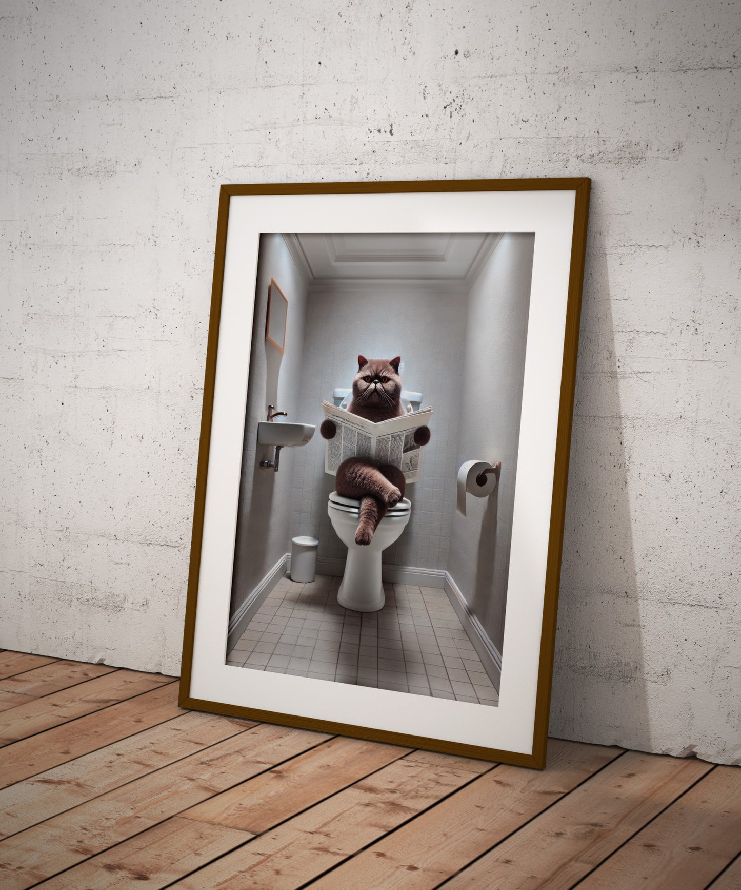 Exotic Shorthair Cat Toilet Poster - Fun Bathroom Wall Art Decor - Gag Gift for WC - Humorous Prints