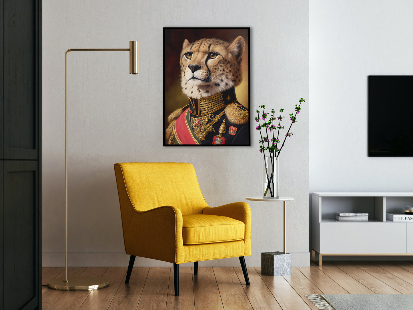 "Cheetah Poster in Military Uniform - Animal Wall Art Decoration | Unique Wildlife Poster Print"