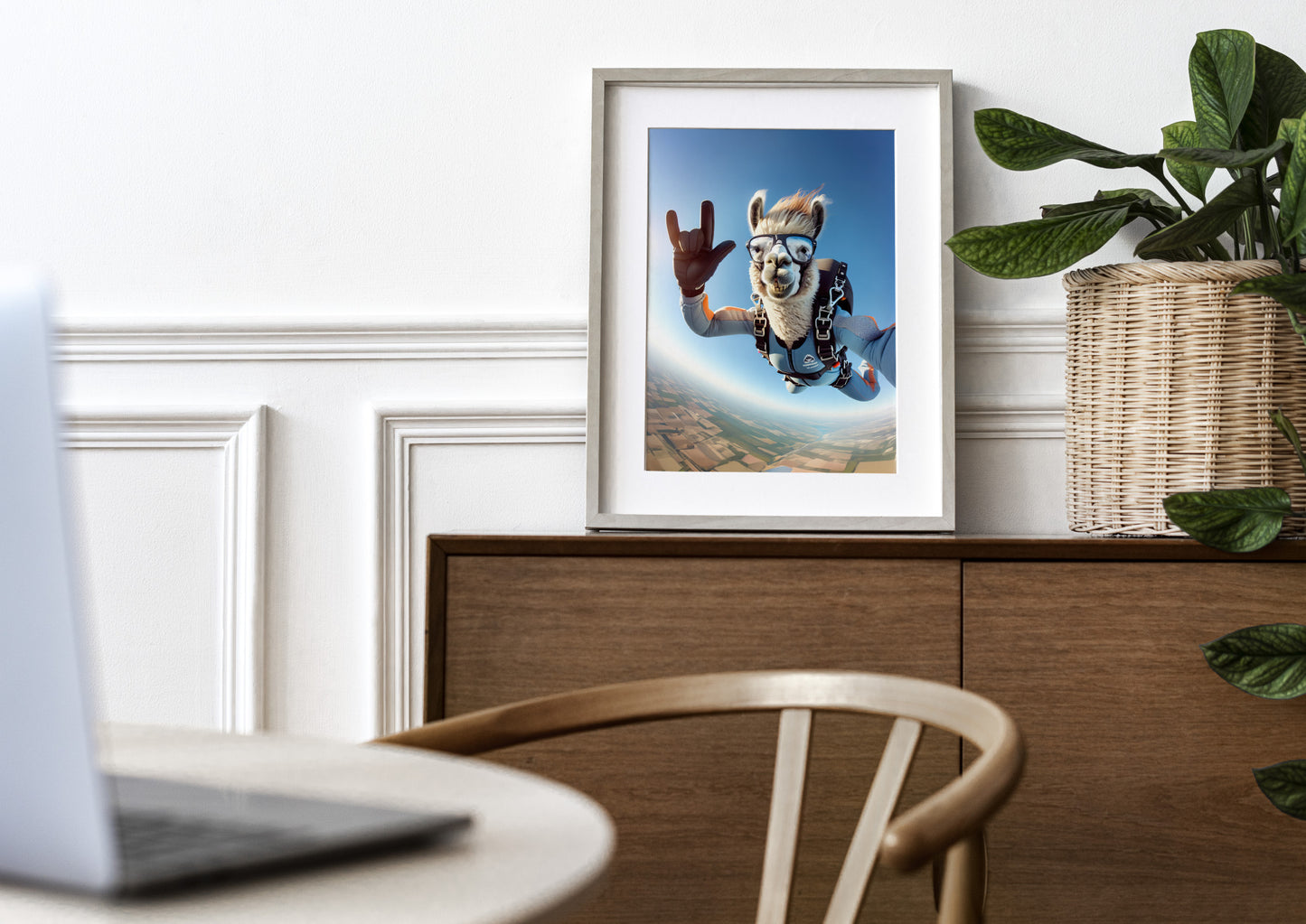 "Skydiving Llama Poster - Epic Animal Print Wall Art | Extreme Sport Decor for Animal Lovers"