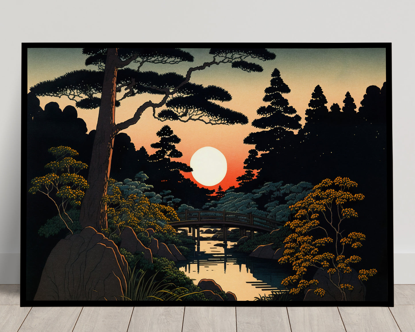 Japanese Garden Wall Poster, Rural Landscape Art Print, Japanese Style Wall Decoration