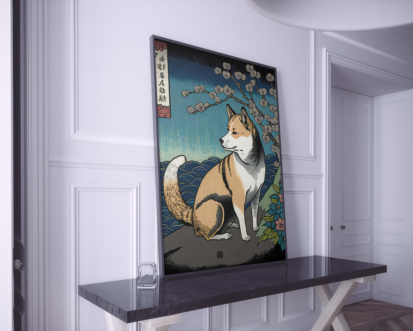 Affiche Murale Shiba-Inu, Art Japonaise Ukiyo-e, Poster Illustration Shiba Inu, Décoration Murale, Art Mural Japonais