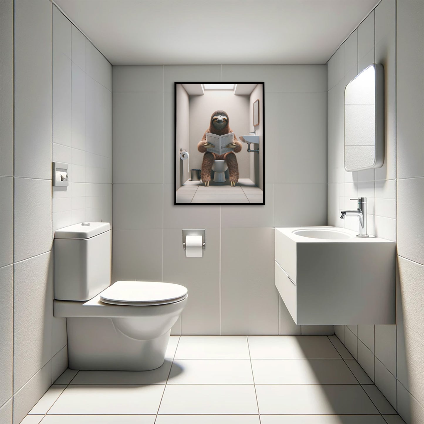 Funny Sloth Toilet Poster - Unique Bathroom Wall Art & Gag Gift Decor for WC