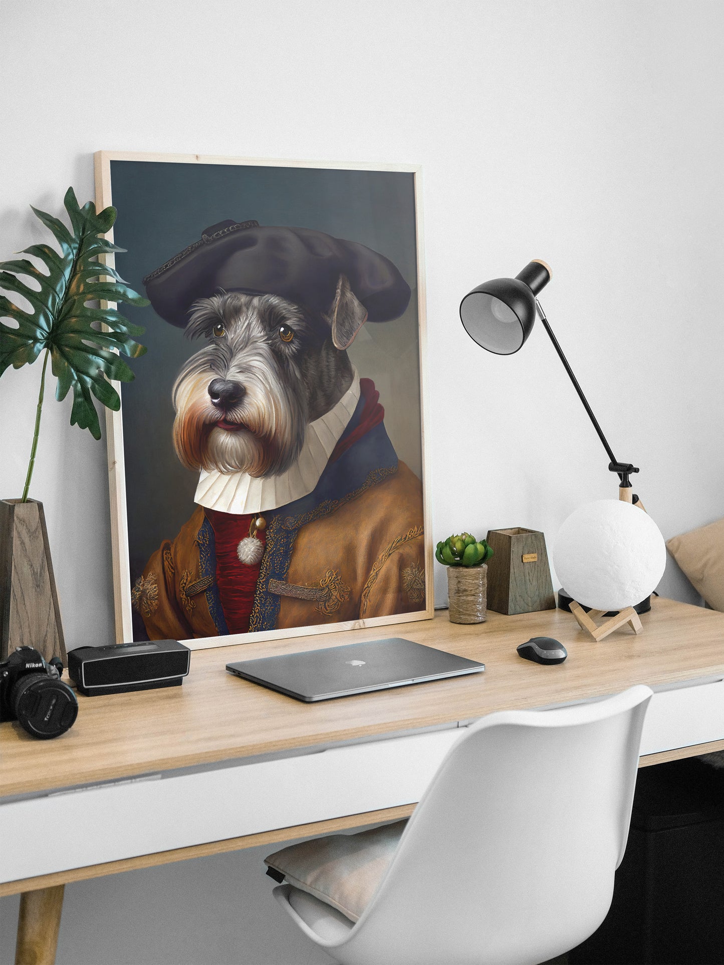 Poster Schnauzer Noble Style Baroque, Décoration Murale Animaux, Affiche Chien pour Intérieur