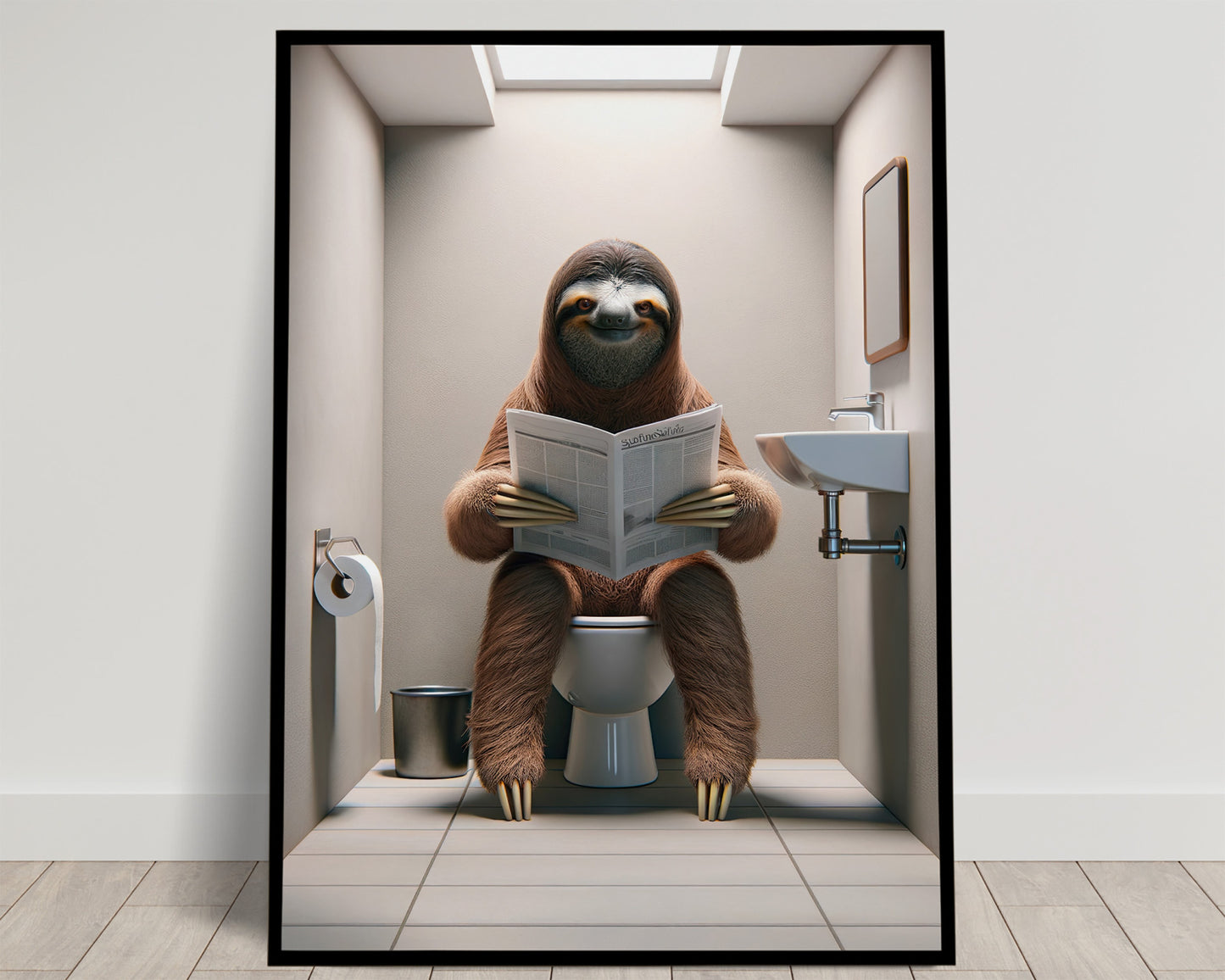 Funny Sloth Toilet Poster - Unique Bathroom Wall Art & Gag Gift Decor for WC